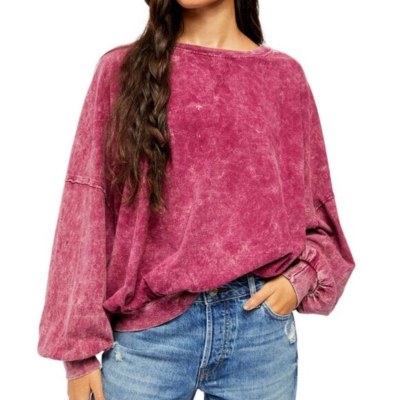We The Free 213 Long Sleeve Shirt Size Small Oversized Slouchy Stone Wash Autumn - Picture 1 of 13